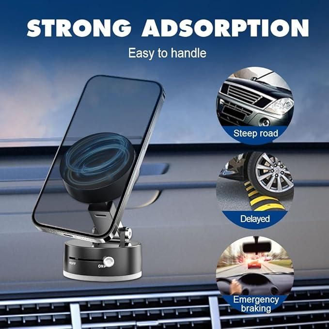 Vacuum Magnetic Suction Phone Holder – 360° Rotation, Strong Grip, Universal Mount