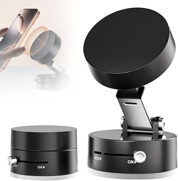 Vacuum Magnetic Suction Phone Holder – 360° Rotation, Strong Grip, Universal Mount