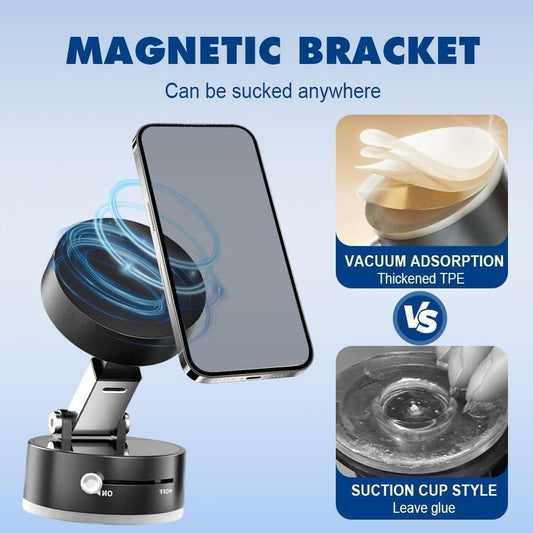 Vacuum Magnetic Suction Phone Holder – 360° Rotation, Strong Grip, Universal Mount